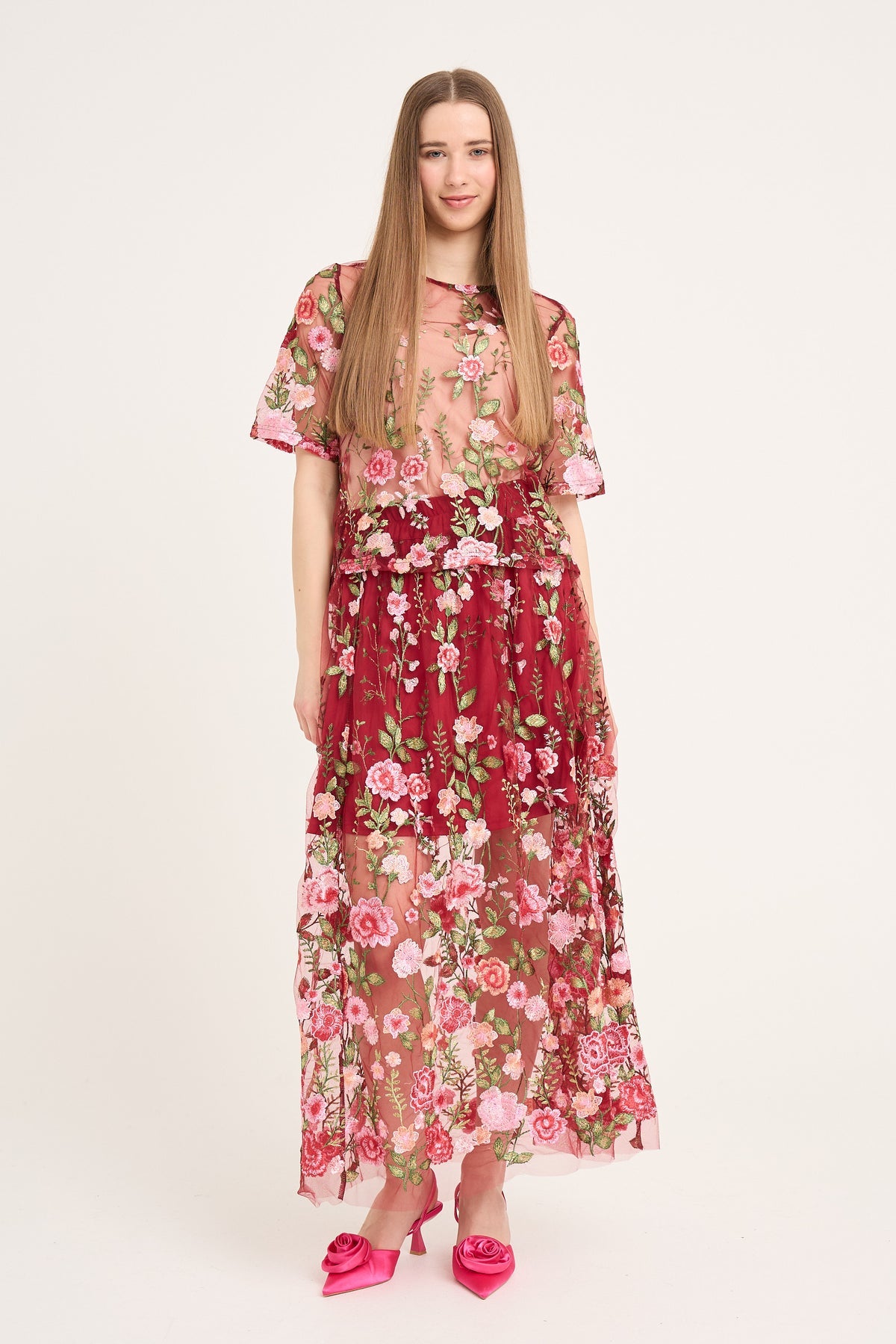 Kukkaketo mesh pusero Bordeux/rose NYT ALEHINTAAN -30%