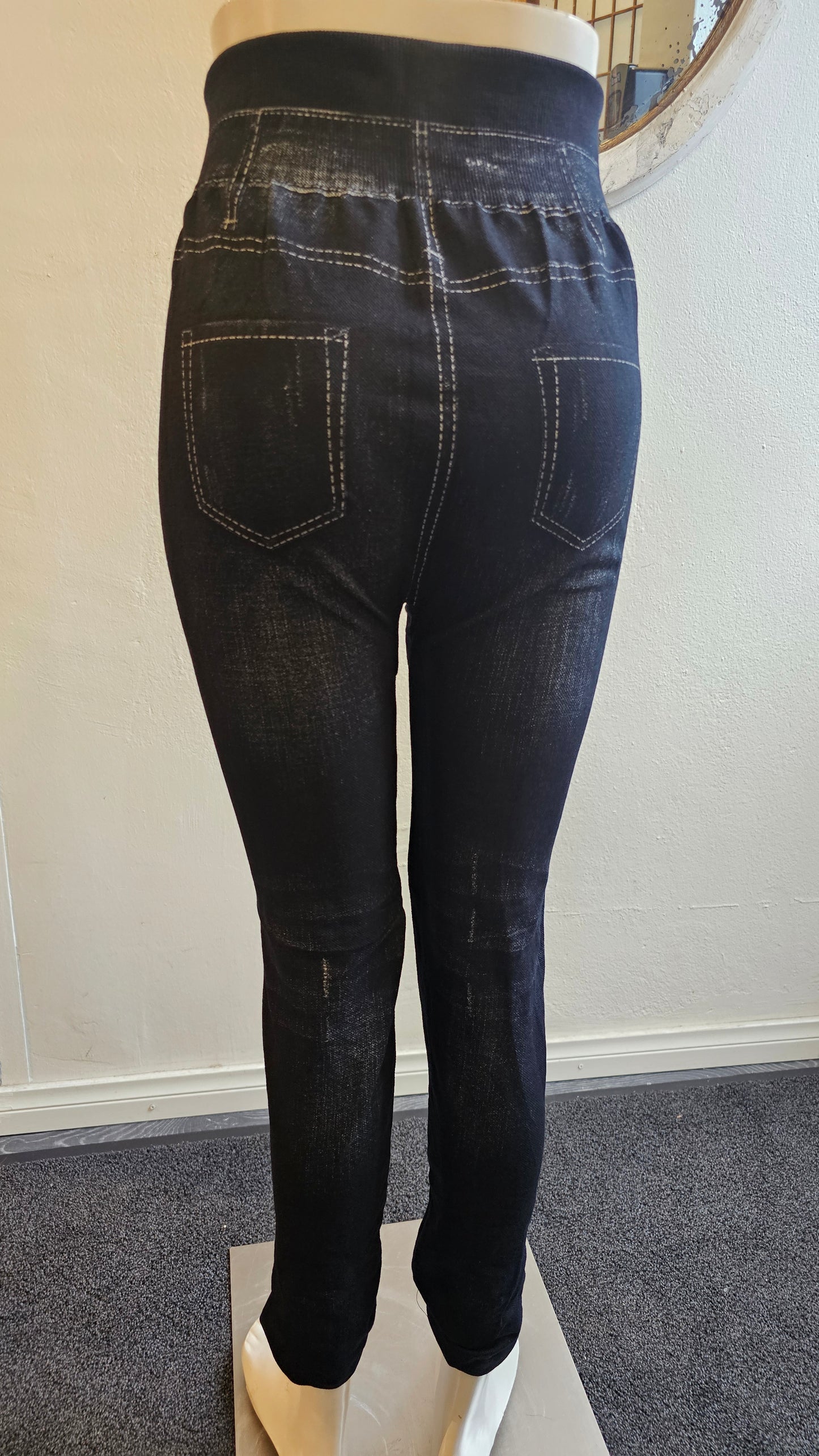 Farkku leggins sininen ja musta