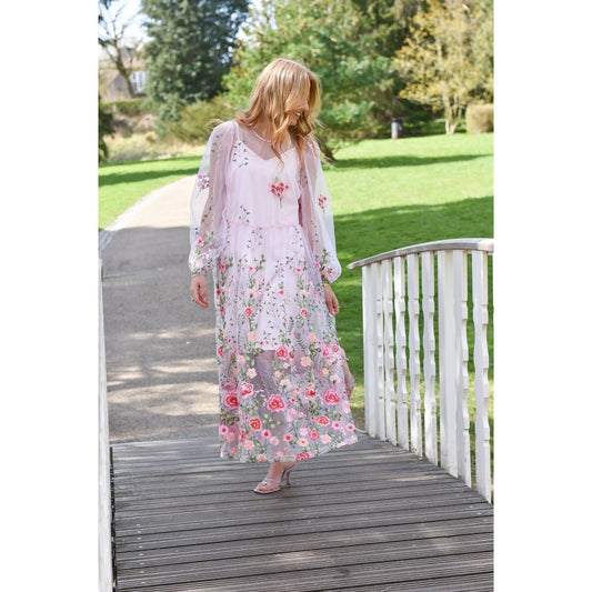 Kukkaketo mesh mekko rose/pink