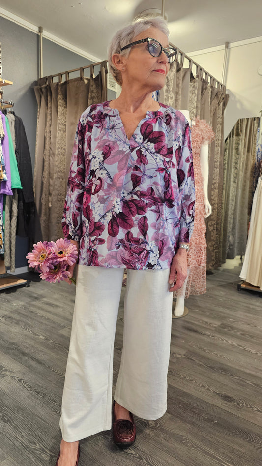 Kukkakuosi pusero viininpunainen