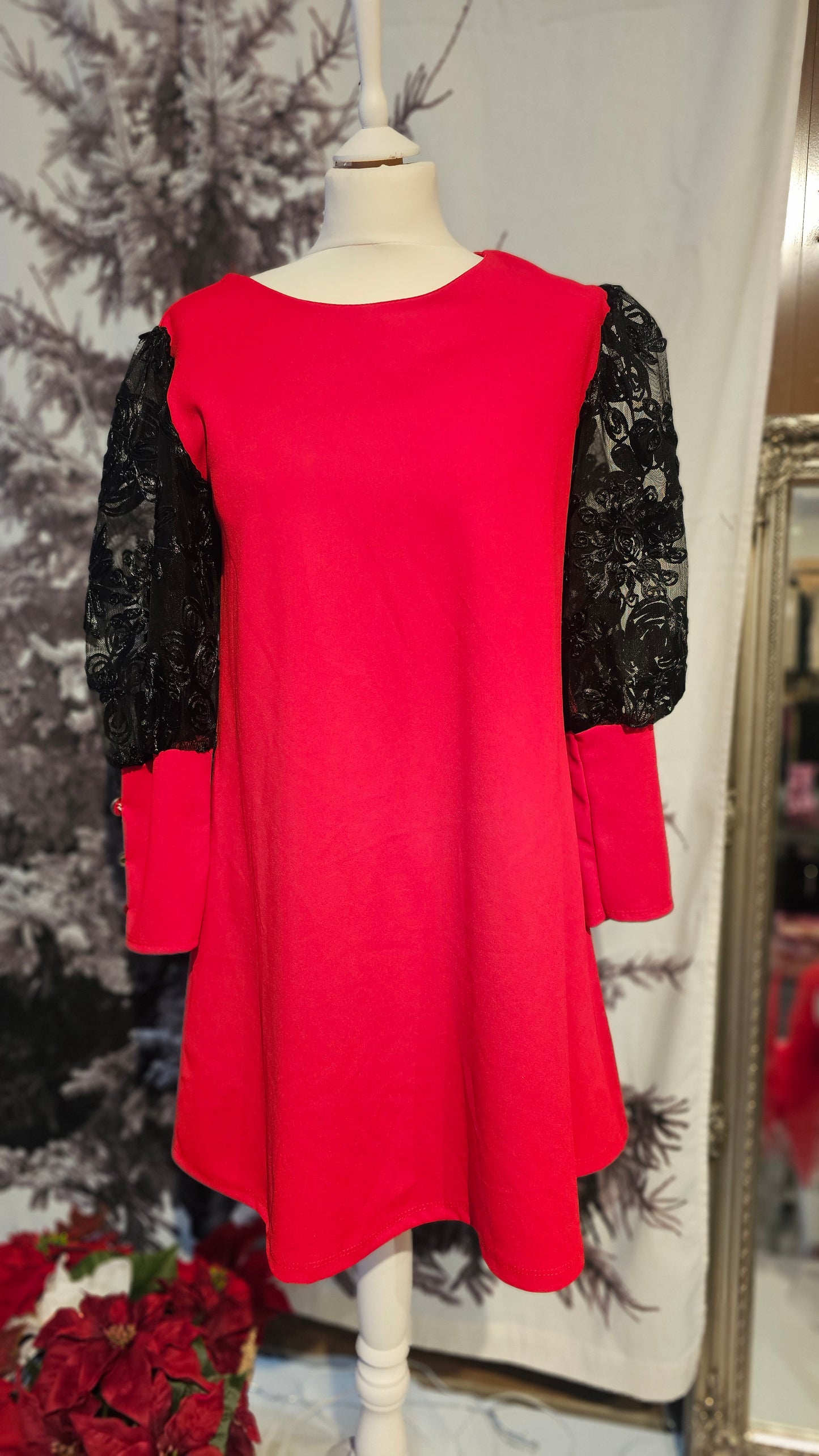 Midi mekko punainen ja musta