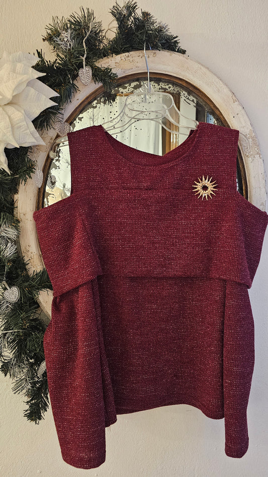 Olkapäät paljastava kimalle pusero 3 väriä