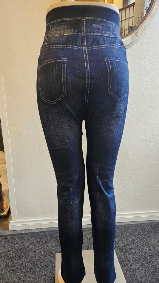 Farkku leggins sininen ja musta