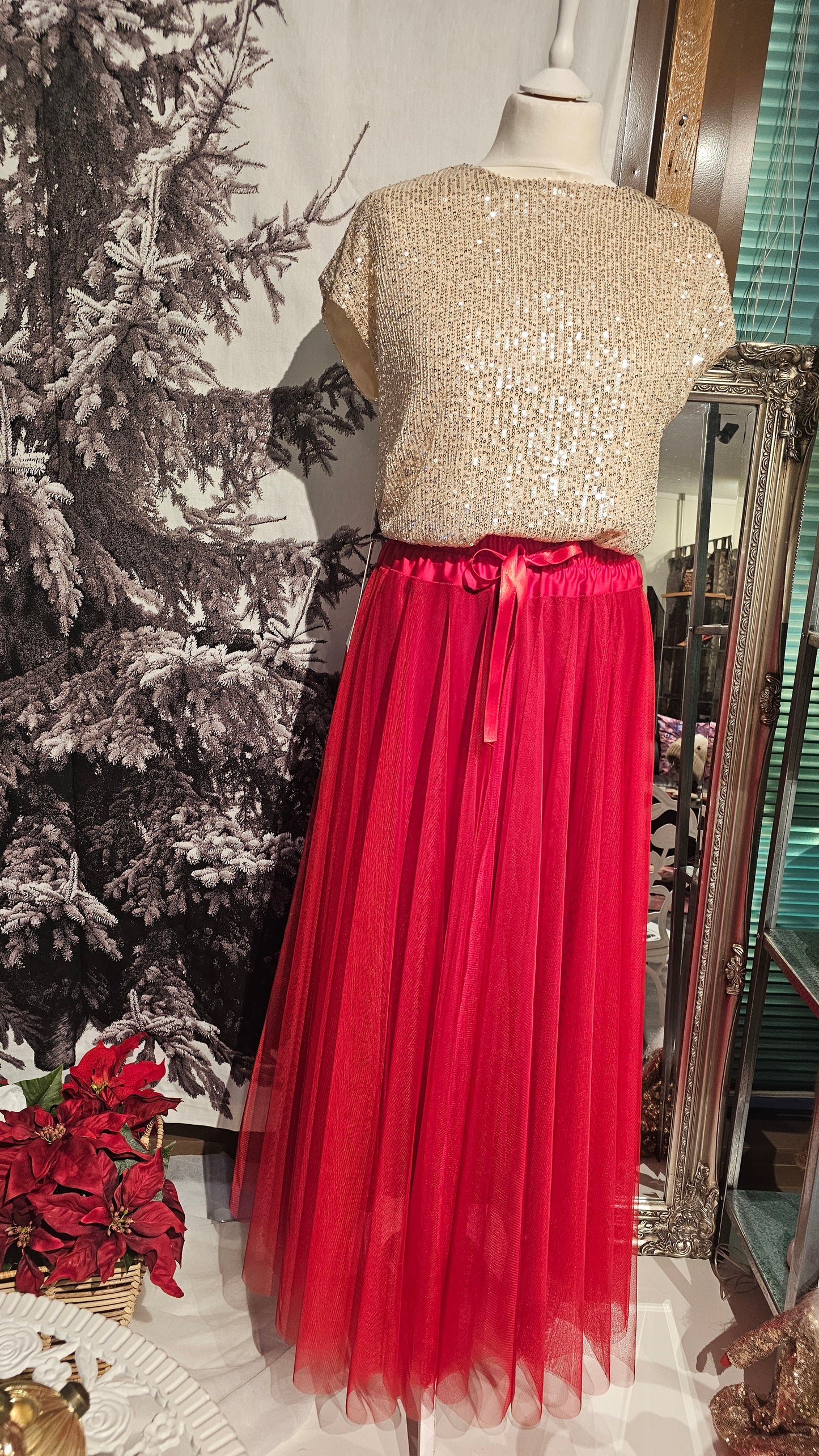 Sifonki hame punainen,ruskea ja musta