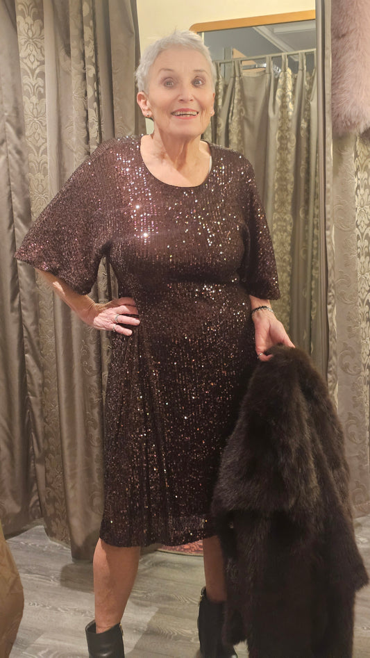 Paljettimekko ruskea