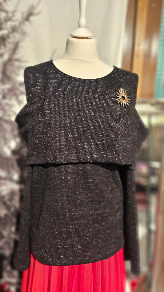 Olkapäät paljastava kimalle pusero 3 väriä